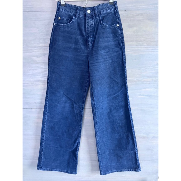 Anthropologie‎ Pilcro The Vintage Straight Blue Corduroy Navy Blue Size 25 - Picture 2 of 5